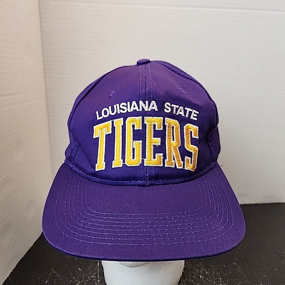 Vintage LSU Tigers Louisiana State University Snapback Hat Cap Purple Big Logo